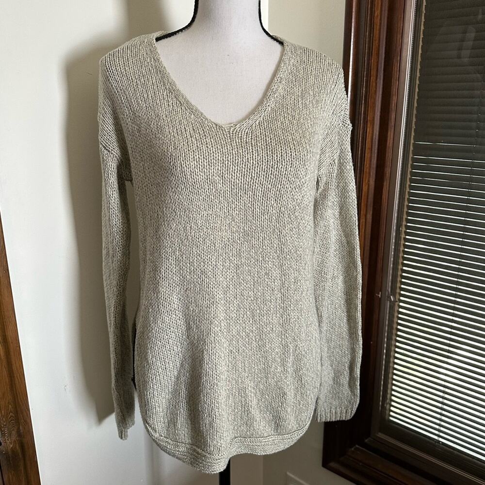 Harper Heritage |  Open Knit Sweater with Elbow Patch Size S
